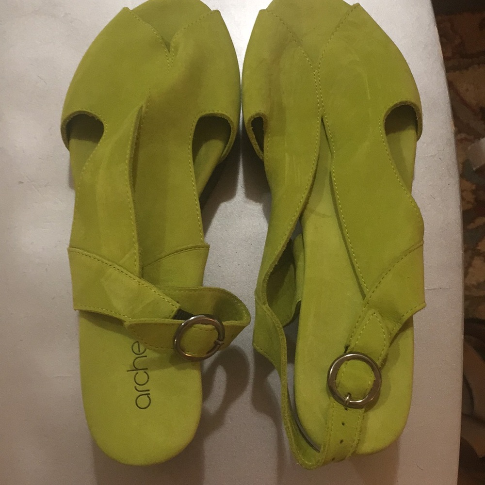 Arche lime green new buck suede sandal